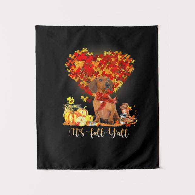 Thanksgiving It's Fall Y'all Dachshund Tapestry (Front)