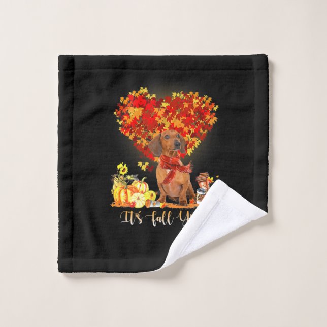 Thanksgiving It's Fall Y'all Dachshund Wash Cloth (Wash Cloth)