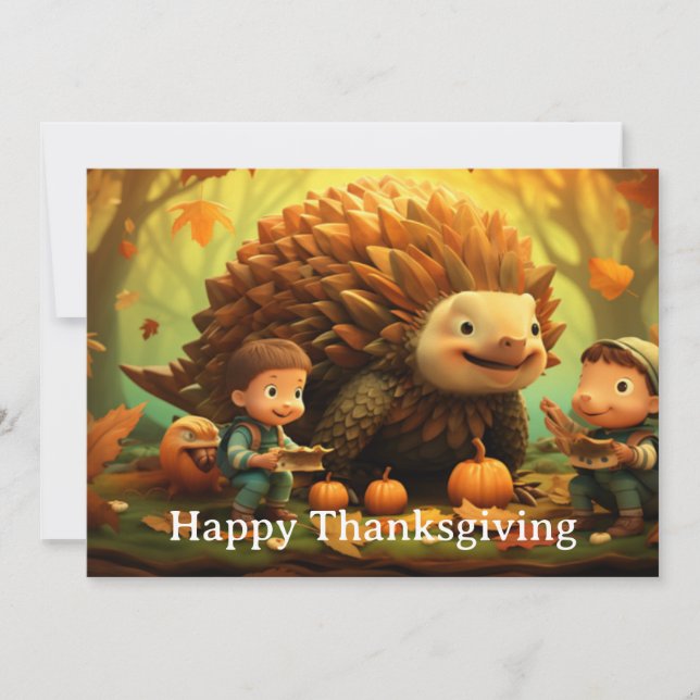 Thanksgiving Kids 11  Holiday Card (Front)