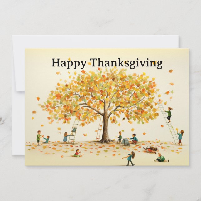 Thanksgiving Kids 14  Holiday Card (Front)