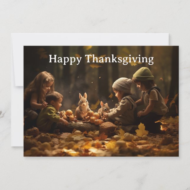 Thanksgiving Kids 18  Holiday Card (Front)