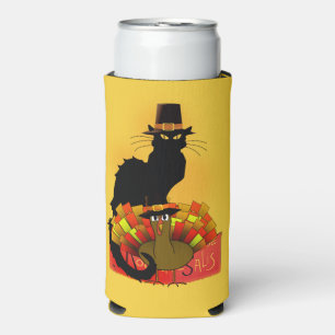 Thanksgiving Le Chat Noir With Turkey Seltzer Can Cooler