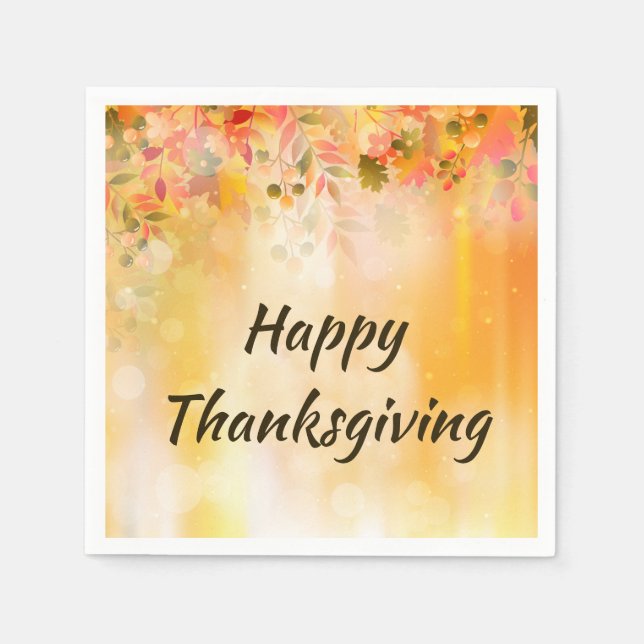 Thanksgiving Leaves Autumn Sparkle Napkin (Front)