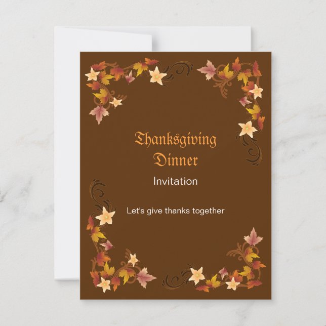 Thanksgiving Leaves Classic Fall Border Invitation (Front)