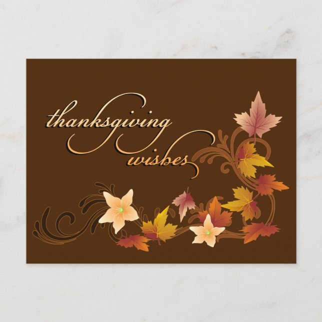 Thanksgiving Leaves Classic Fall Theme Holiday Postcard (Front)