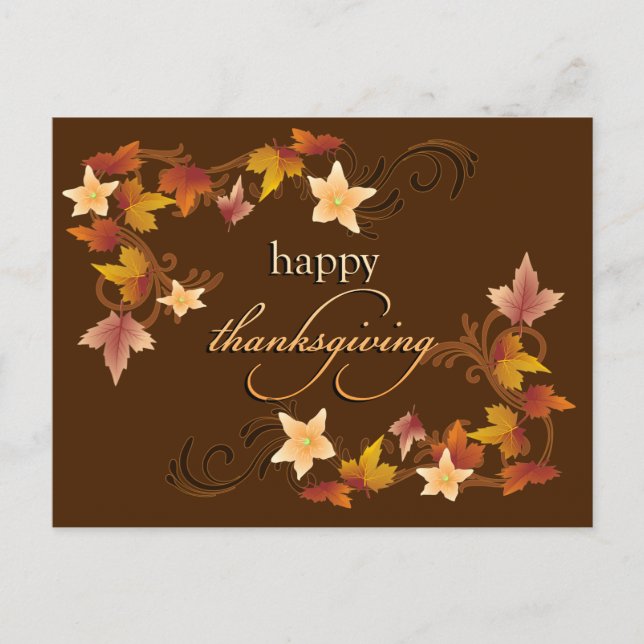 Thanksgiving Leaves Fall Theme Holiday Postcard (Front)