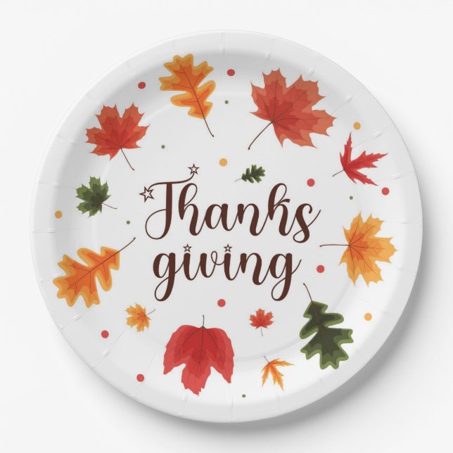 Thanksgiving leaves paper plate (Front)