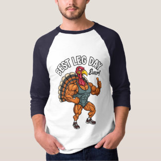 Thanksgiving Leg Day 3/4 Sleeve Raglan T-Shirt