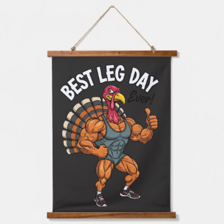 Thanksgiving Leg Day Wood Topped Wall Tapestry