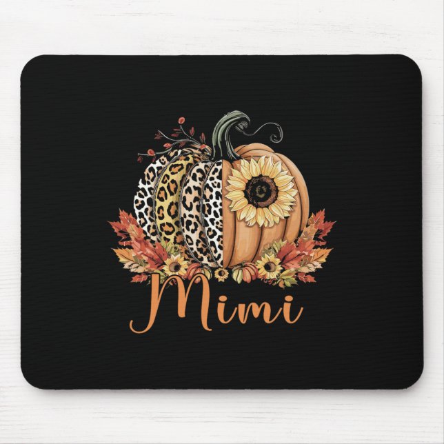 Thanksgiving Leopard Pumpkin And Sunflower Mimi  Mouse Pad (Front)