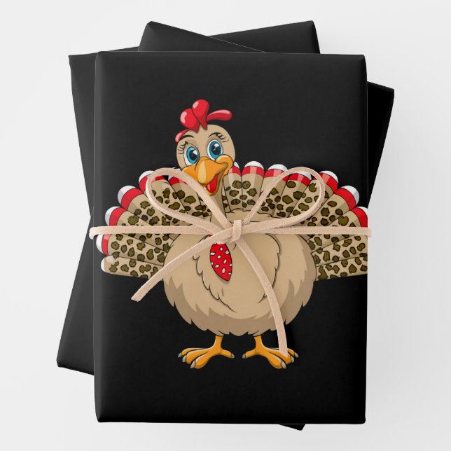Thanksgiving Leopard Turkey Thanksgiving Autumn  Wrapping Paper Sheet (In situ)