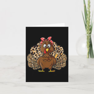 Thanksgiving Leopard Turkey Women Girl Autumn Fall Card
