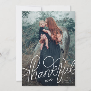 Thanksgiving Lettering Thankful Holiday Photo Card