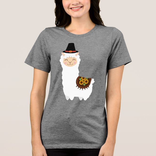 Thanksgiving Llama Tri-Blend Shirt (Front)
