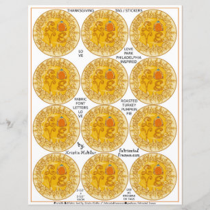Thanksgiving LOVE Pie Turkey O Tags Paper Sheet