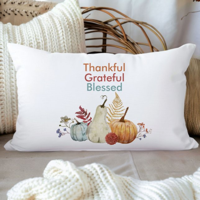Thanksgiving Lumbar Pillow Thankful, Blessed (Creator Uploaded)