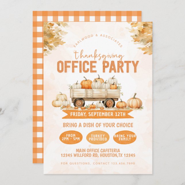 Thanksgiving Lunch Office Party Invitation (Front/Back)