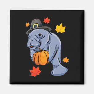 Thanksgiving Manatee Pilgrim Fall Pumpkin Dugong  Magnet