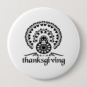 Thanksgiving Mandala Turkey Boho Folk Art 10 Cm Round Badge