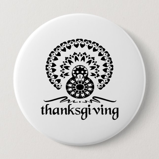 Thanksgiving Mandala Turkey Boho Folk Art 10 Cm Round Badge (Front)