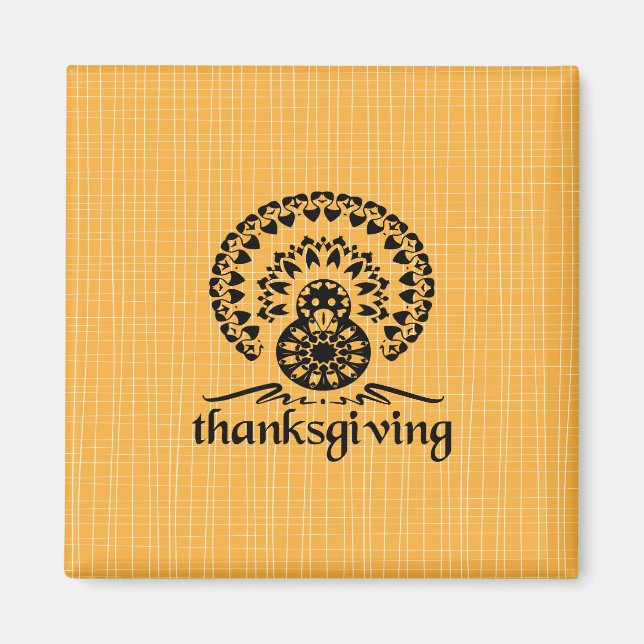 Thanksgiving Mandala Turkey Boho Folk Art Magnet (Front)