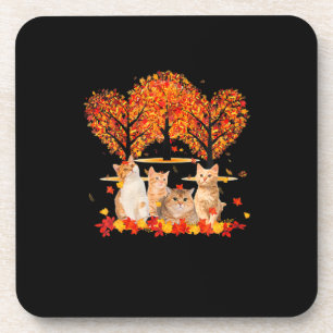 Thanksgiving Maple Cat Heart Shape Tree Leaf Coaster
