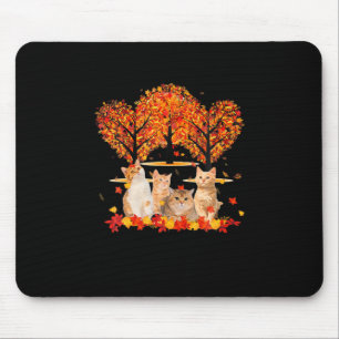 Thanksgiving Maple Cat Heart Shape Tree Leaf Mouse Pad