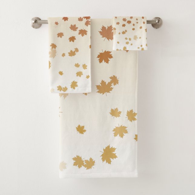 Thanksgiving Maple Leaves Bath Towel Set (Insitu)