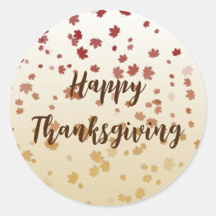 Thanksgiving Maple Leaves Classic Round Sticker