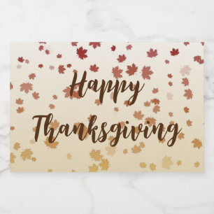 Thanksgiving Maple Leaves Liquor Bottle Label