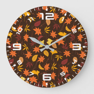 Thanksgiving Maple Leaves Pattern-25947 Large Clock