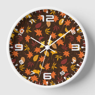 Thanksgiving Maple Leaves Pattern Clock