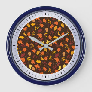 Thanksgiving Maple Leaves Pattern Large Clock