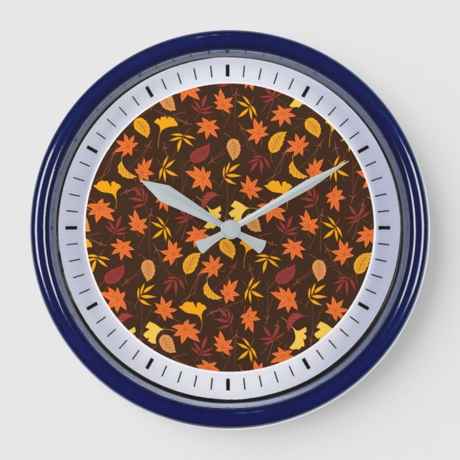 Thanksgiving Maple Leaves Pattern Large Clock (Front)