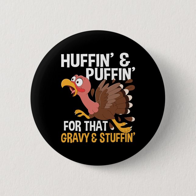 Thanksgiving Marathon Running Turkey Fall Autumn H 6 Cm Round Badge (Front)