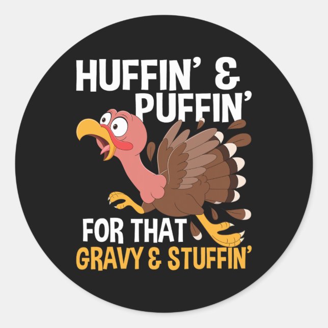 Thanksgiving Marathon Running Turkey Fall Autumn H Classic Round Sticker (Front)