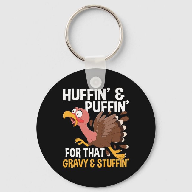 Thanksgiving Marathon Running Turkey Fall Autumn H Key Ring (Front)