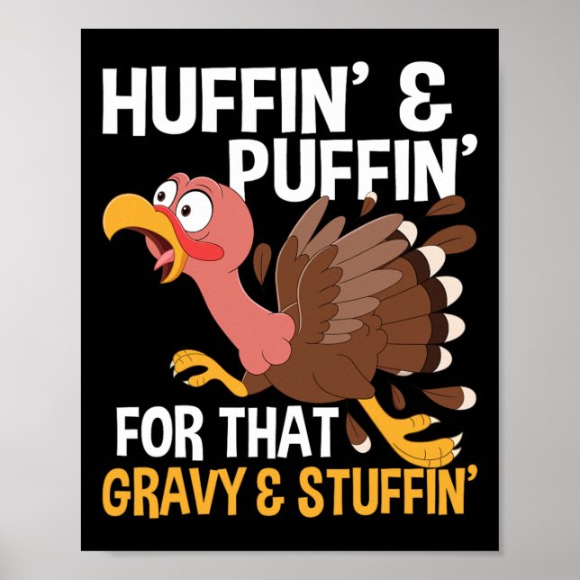 Thanksgiving Marathon Running Turkey Fall Autumn H Poster (Front)