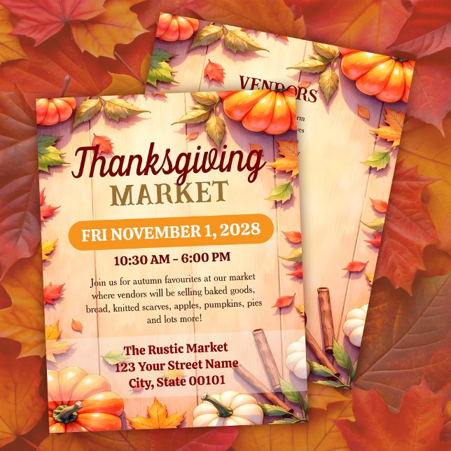 Thanksgiving Market Autumn Event Flyer Template (Creator Uploaded)