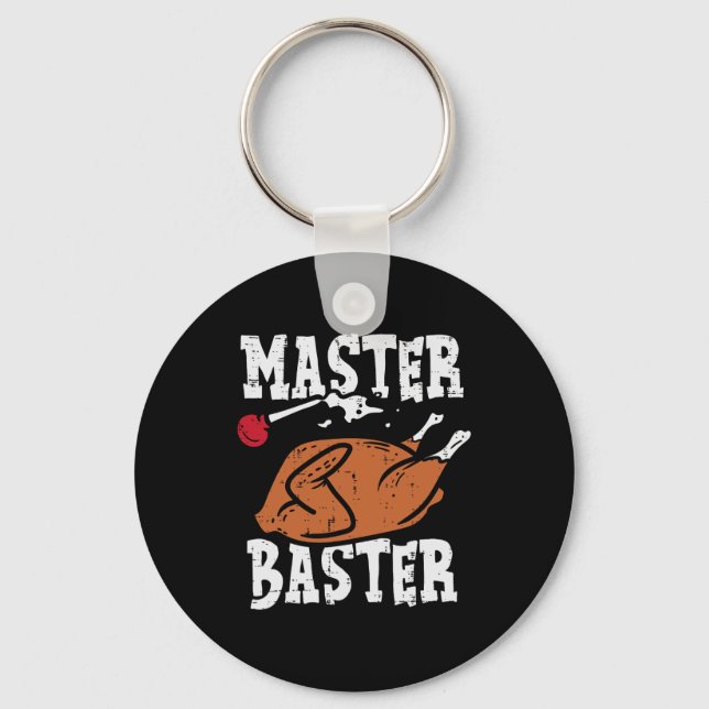 Thanksgiving Master Baster Fun Turkey Day Fall Men Key Ring (Front)