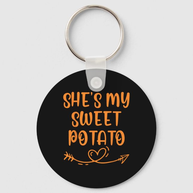 Thanksgiving Matching Couple She's My Sweet Potato Key Ring (Front)