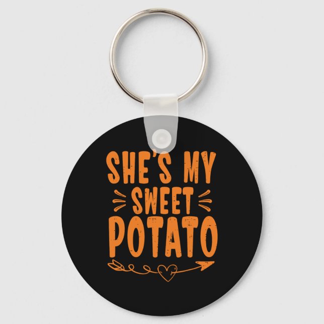 Thanksgiving Matching Couple She's My Sweet Potato Key Ring (Front)