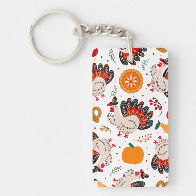 Thanksgiving Meme I Am Happy Because I Am Grateful Key Ring (Front)