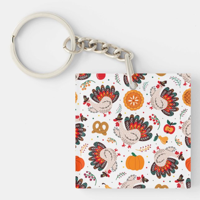 Thanksgiving Meme I Am Happy Because I Am Grateful Key Ring (Front)