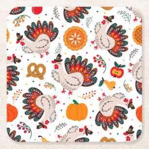 Thanksgiving Meme I Am Happy Because I Am Grateful Square Paper Coaster
