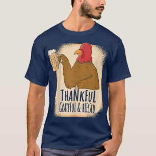 Thanksgiving Men  Thankful Grateful Blessed Turkey T-Shirt