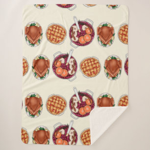 Thanksgiving Menu Sherpa Blanket