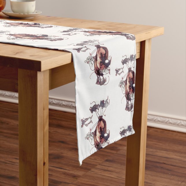 THANKSGIVING MICE STEAL TURKEY  SHORT TABLE RUNNER (In Situ)
