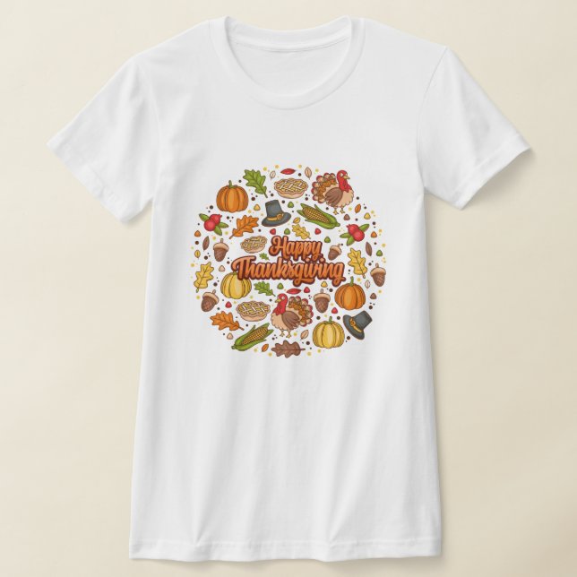 Thanksgiving Modern Beautiful Autumn Collection T-Shirt (Laydown)