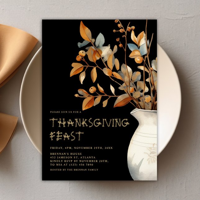 Thanksgiving Modern Elegant Friendsgiving Autumn Invitation (Thanksgiving Modern Elegant Friendsgiving Autumn Invitation)